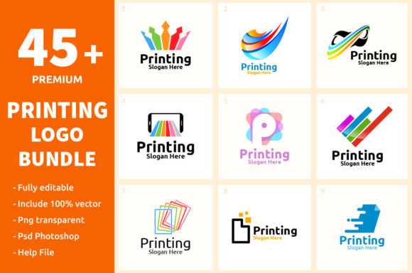45 Printing Logo Bundle: Your Shortcut to Professional Branding