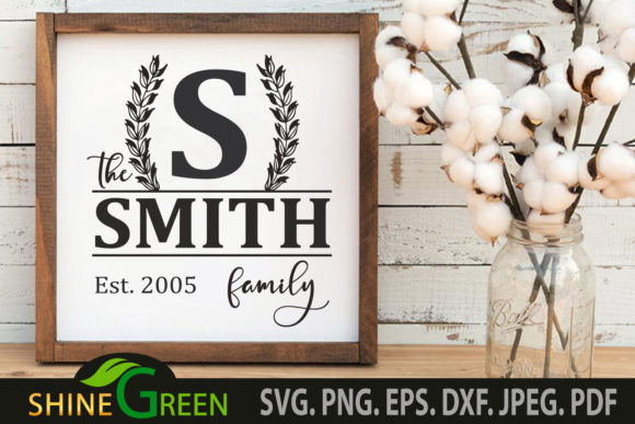 Family Monogram Frame for Home Farmhouse